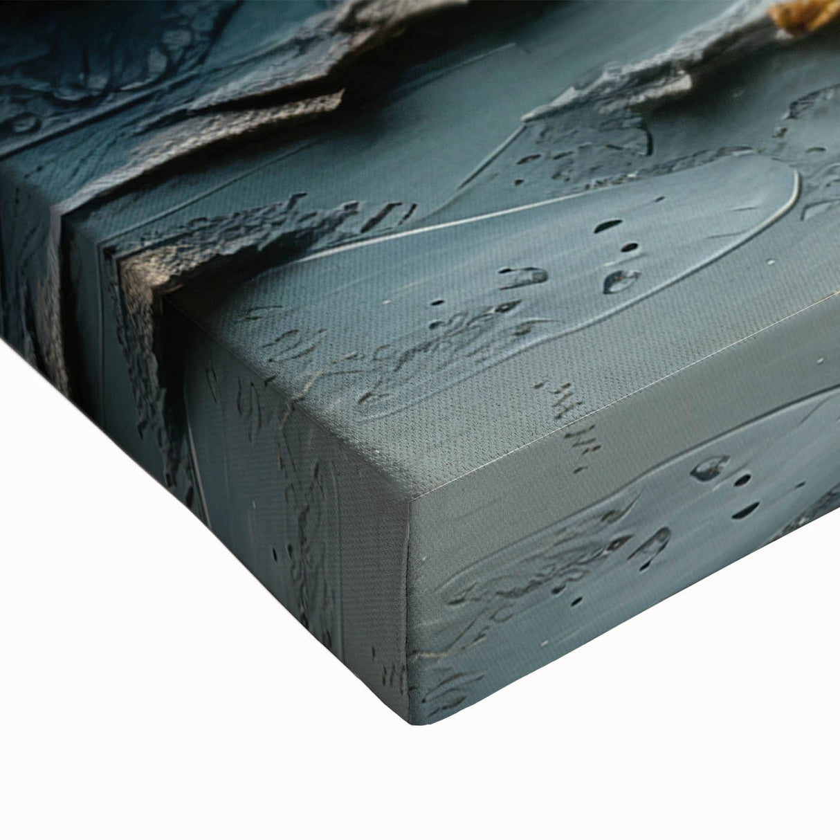 Close-up of an abstract landscape wall art design on stretched canvas, showcasing vibrant colors and intricate textures, ideal for modern home decor.