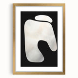 Abstract minimalist wall art framed in gold, showcasing a sleek design with a mat. Perfect for modern home decor, enhancing contemporary interiors with elegance.