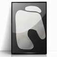 Framed minimalist abstract wall art featuring a black design on acrylic, showcasing sleek lines and modern aesthetics, perfect for contemporary home decor.