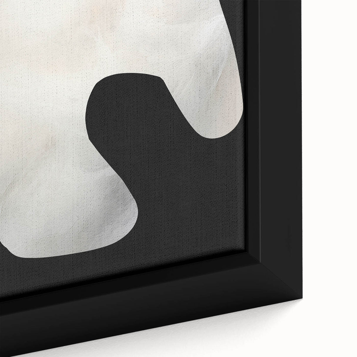 Close-up of framed abstract minimalist wall art featuring soft pastel colors and geometric shapes, perfect for modern home decor. The canvas adds a stylish touch to any interior space.