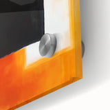 Geometric Abstract Wall Decor – Orange, Black & White Blocks