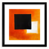 Geometric Abstract Wall Decor – Orange, Black & White Blocks