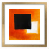 Geometric Abstract Wall Decor – Orange, Black & White Blocks