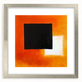 Geometric Abstract Wall Decor – Orange, Black & White Blocks