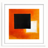 Geometric Abstract Wall Decor – Orange, Black & White Blocks