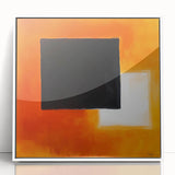 Geometric Abstract Wall Decor – Orange, Black & White Blocks