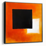 Geometric Abstract Wall Decor – Orange, Black & White Blocks