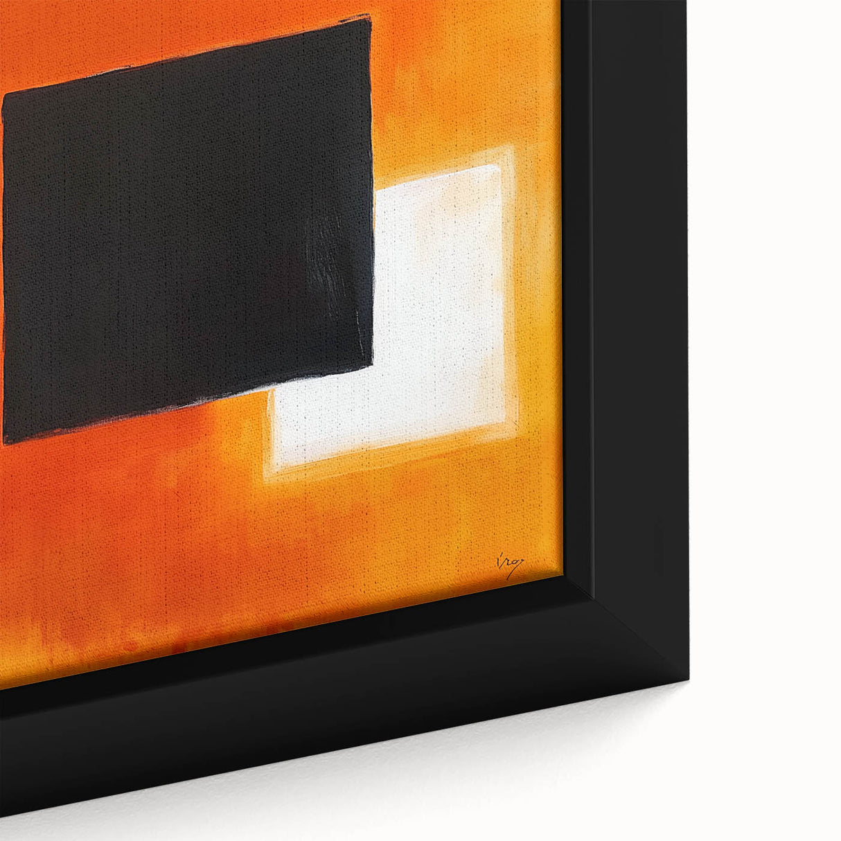 Geometric Abstract Wall Decor – Orange, Black & White Blocks