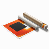 Geometric Abstract Wall Decor – Orange, Black & White Blocks