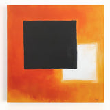 Geometric Abstract Wall Decor – Orange, Black & White Blocks