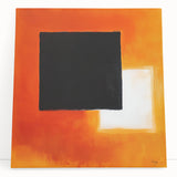 Geometric Abstract Wall Decor – Orange, Black & White Blocks