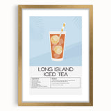 Landscape art painting featuring a colorful vintage poster of food and drinks, framed in black with a gold mat.