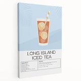 Large stretched canvas featuring a colorful illustration of various foods and beverages, ideal for kitchen wall art.