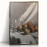 Large art print of assorted fruits in vibrant colors on a gold acrylic frame, ideal for modern nursery decor.