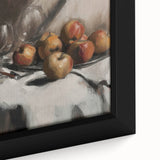 Extra large framed canvas depicting vibrant, textured fruit motifs on a black background, ideal for living room decor.