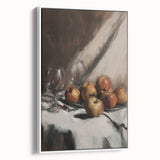 Extra large vintage poster art of colorful fruits on a black background, framed canvas, ideal for living room decor.
