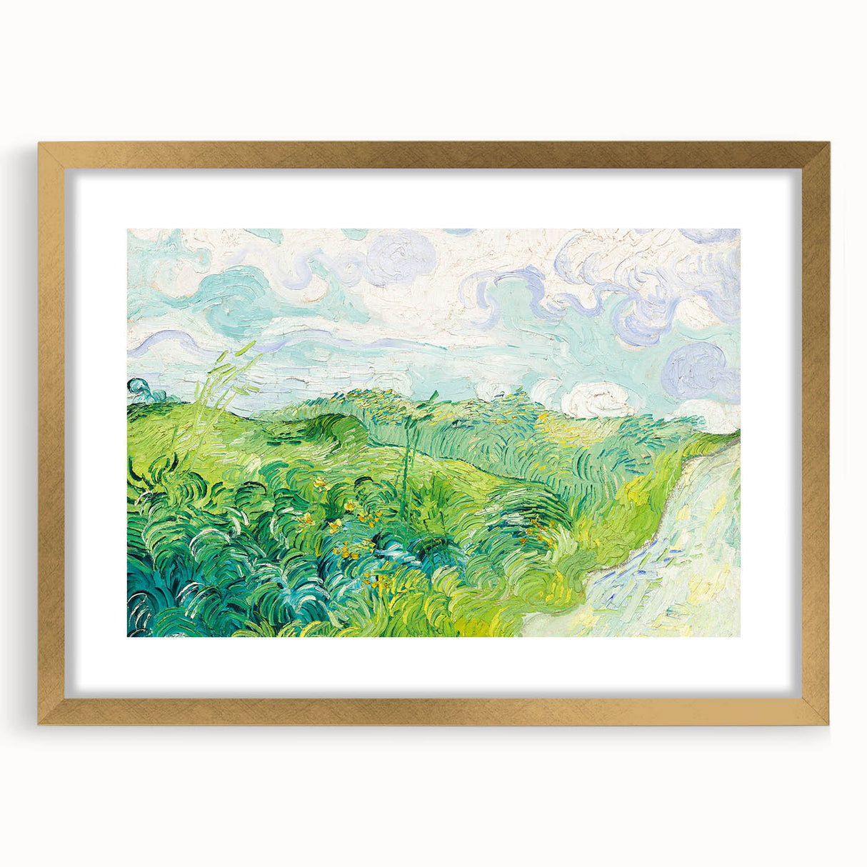 Green Wheat Fields by Van Gogh: Lush Impressionist Landscape Wall Art