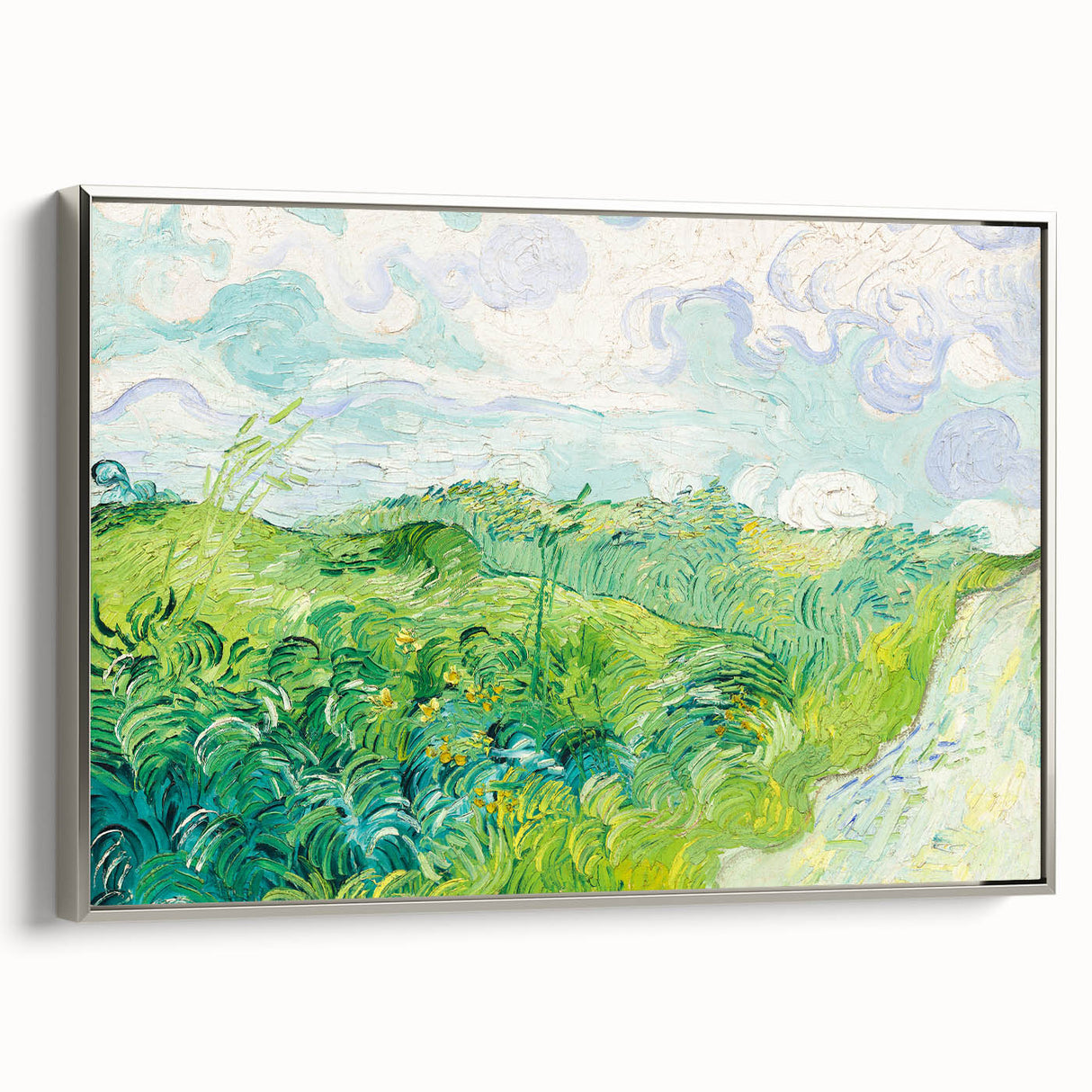 Green Wheat Fields by Van Gogh: Lush Impressionist Landscape Wall Art