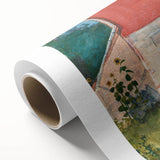 Realism Art Prints - Garden Scene with Farmer and Red House on Canvas