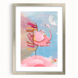 Magical Pink Elephant Art for Kids - Nursery Wall Art
