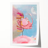 Magical Pink Elephant Art for Kids - Nursery Wall Art