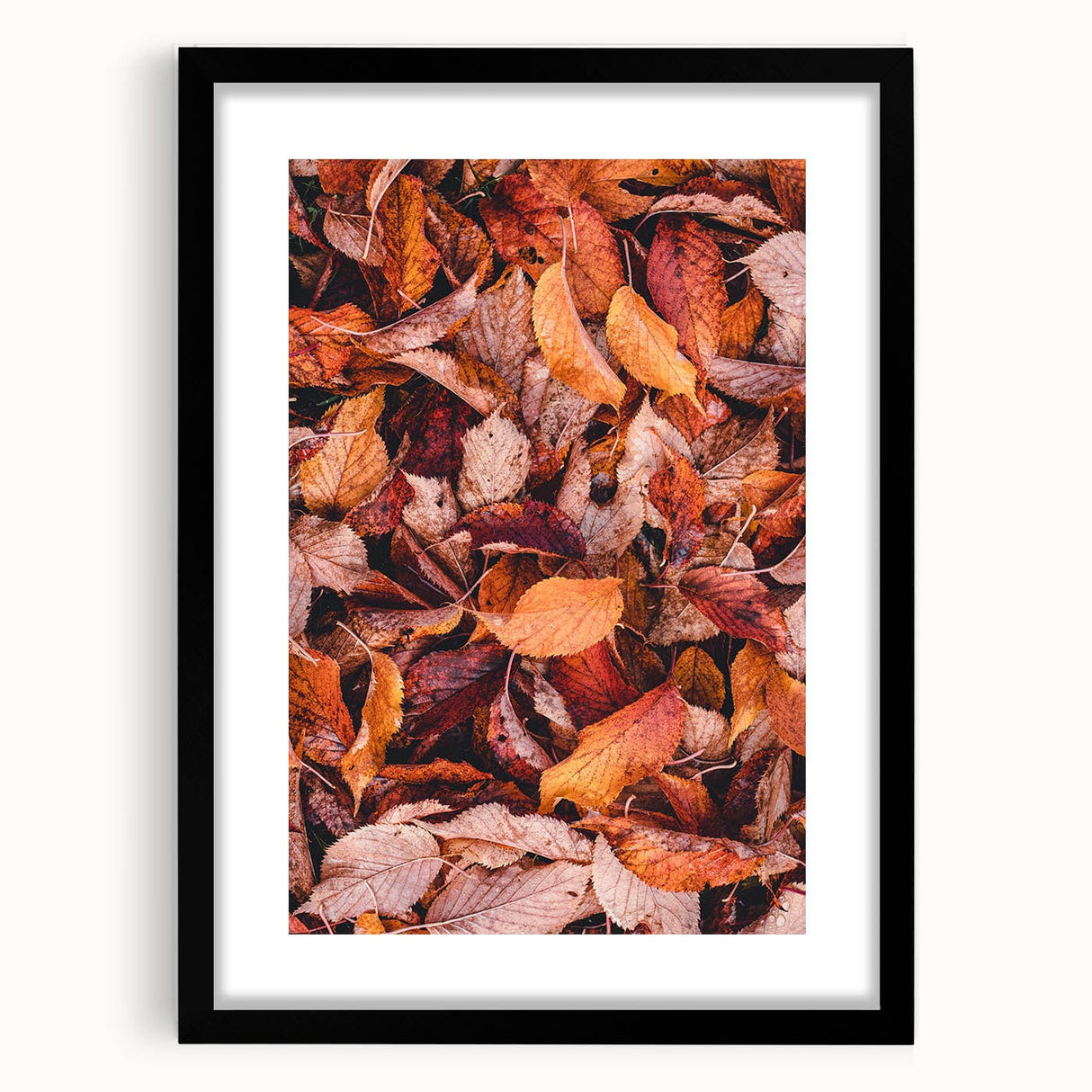 Extra large abstract art print featuring textured fall colors on a black framed canvas, ideal for living room decor.