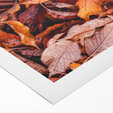 Art deco poster featuring a stylized autumn landscape in warm orange and brown tones on rolled canvas.