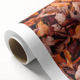 Art deco poster of autumn trees in orange and gold tones on rolled canvas, suitable as nursery wall art or dining room decor.
