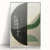 Contemporary Dining Art Pieces – Bold Black and Green Geometry
