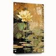 Golden Lotus Pond Living Room Wall Art - Modern Canvas Print