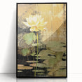 Golden Lotus Pond Living Room Wall Art - Modern Canvas Print