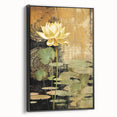 Golden Lotus Pond Living Room Wall Art - Modern Canvas Print