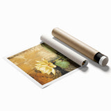 Golden Lotus Pond Living Room Wall Art - Modern Canvas Print