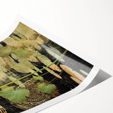 Golden Lotus Pond Living Room Wall Art - Modern Canvas Print