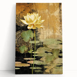 Golden Lotus Pond Living Room Wall Art - Modern Canvas Print