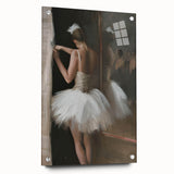 Abstract figurative acrylic artwork displayed in a side view, showcasing vibrant colors and intricate details with visible pins holding it in place, perfect for modern decor.