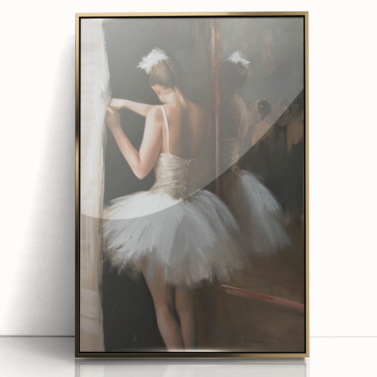 Framed abstract figurative artwork in vibrant gold hues, showcasing a modern design that enhances contemporary decor, perfect for living spaces or offices.