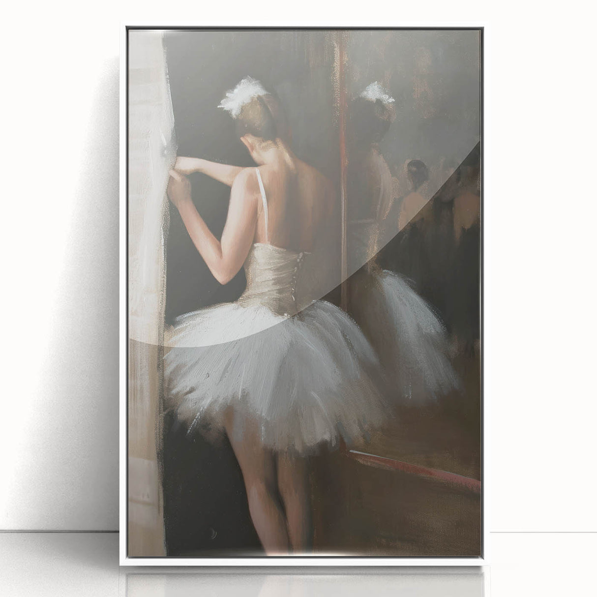 Framed acrylic artwork showcasing a vibrant abstract figurative design in white, perfect for modern home decor. Ideal for enhancing living spaces with a contemporary touch.