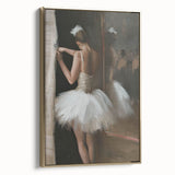 Framed abstract figurative canvas artwork with gold accents, showcasing a modern design that enhances any interior decor. Perfect for contemporary art enthusiasts.