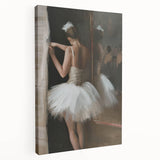 Abstract figurative stretched canvas artwork showcasing vibrant colors and dynamic shapes, displayed in a side view to highlight its depth and texture. Perfect for modern home decor or art enthusiasts seeking unique wall decor options.