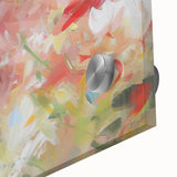 Close-up of vibrant abstract floral acrylic artwork on glass, showcasing rich colors and intricate details, ideal for modern home decor and art enthusiasts.