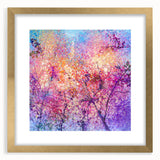 Abstract floral artwork framed in gold, showcasing vibrant colors and intricate patterns, ideal for home decor or as a stylish gift. The mat enhances the design, adding elegance and depth to any interior space.