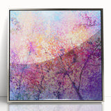 Abstract floral wall art in a sleek silver frame, showcasing vibrant colors and intricate details, ideal for modern home decor. Perfect for adding elegance to any room.