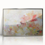 Framed acrylic artwork showcasing an abstract floral design in vibrant colors, featuring silver accents, ideal for modern home decor.
