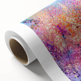Abstract floral design on rolled canvas, showcasing vibrant colors and intricate patterns, ideal for modern home decor. Packaged securely in a sturdy tube for safe shipping.