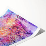 Abstract floral design rolled print showcasing vibrant colors and intricate patterns, elegantly packaged in a protective cardboard tube for secure delivery.