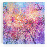 Abstract floral stretched canvas artwork showcasing vibrant colors and intricate patterns, ideal for modern home decor. Perfect for adding a touch of elegance to any space.