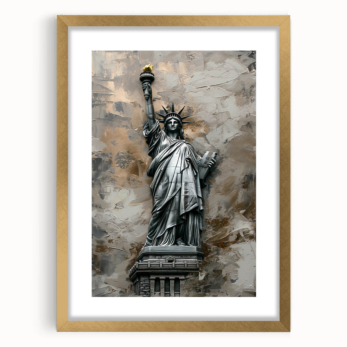 Abstract landscape wall art framed in gold, showcasing vibrant colors and intricate patterns, perfect for enhancing modern home decor aesthetics.