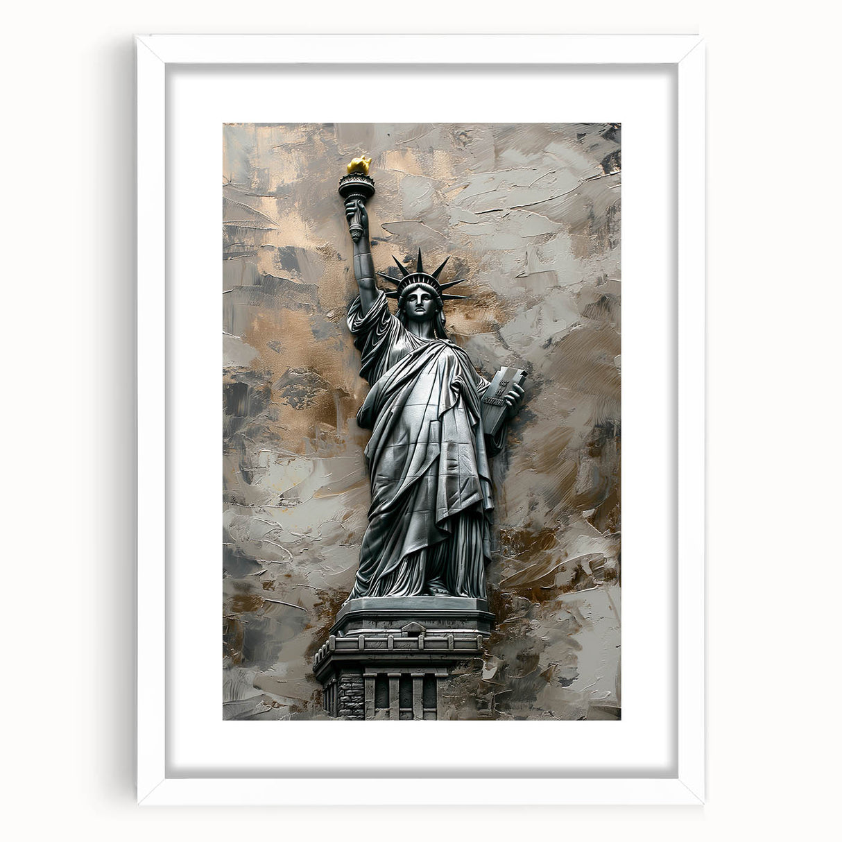 Abstract landscape wall art framed with a white mat, showcasing vibrant colors and unique shapes, perfect for modern home decor. Ideal for art enthusiasts and interior design lovers.