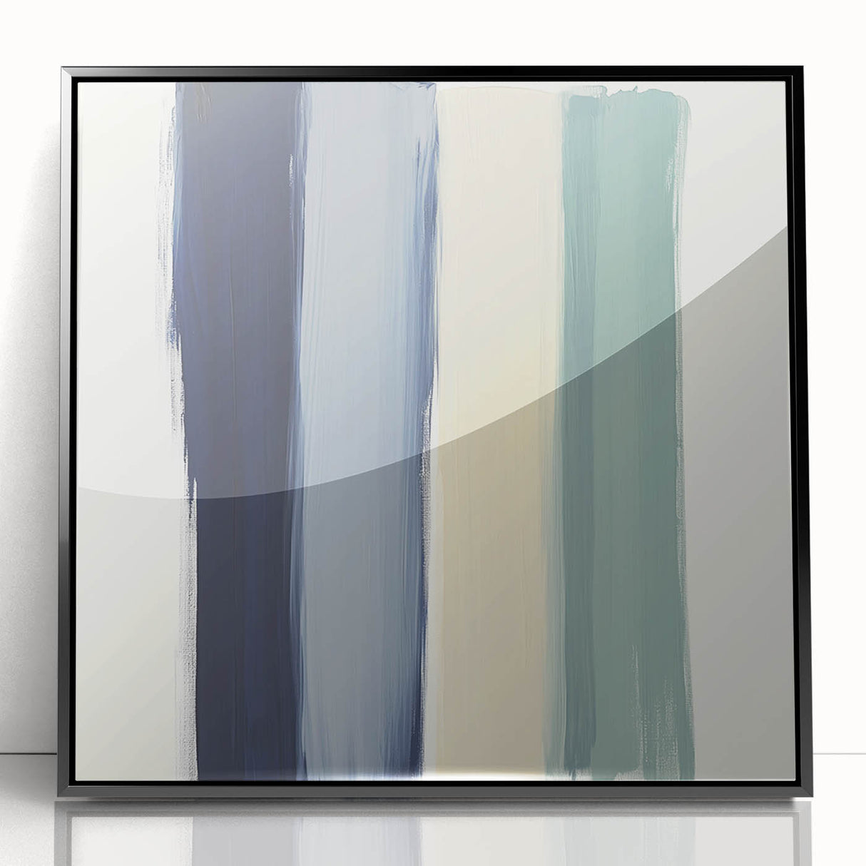 Minimalist Abstract Wall Art – Navy, Sage, and Neutral Strokes